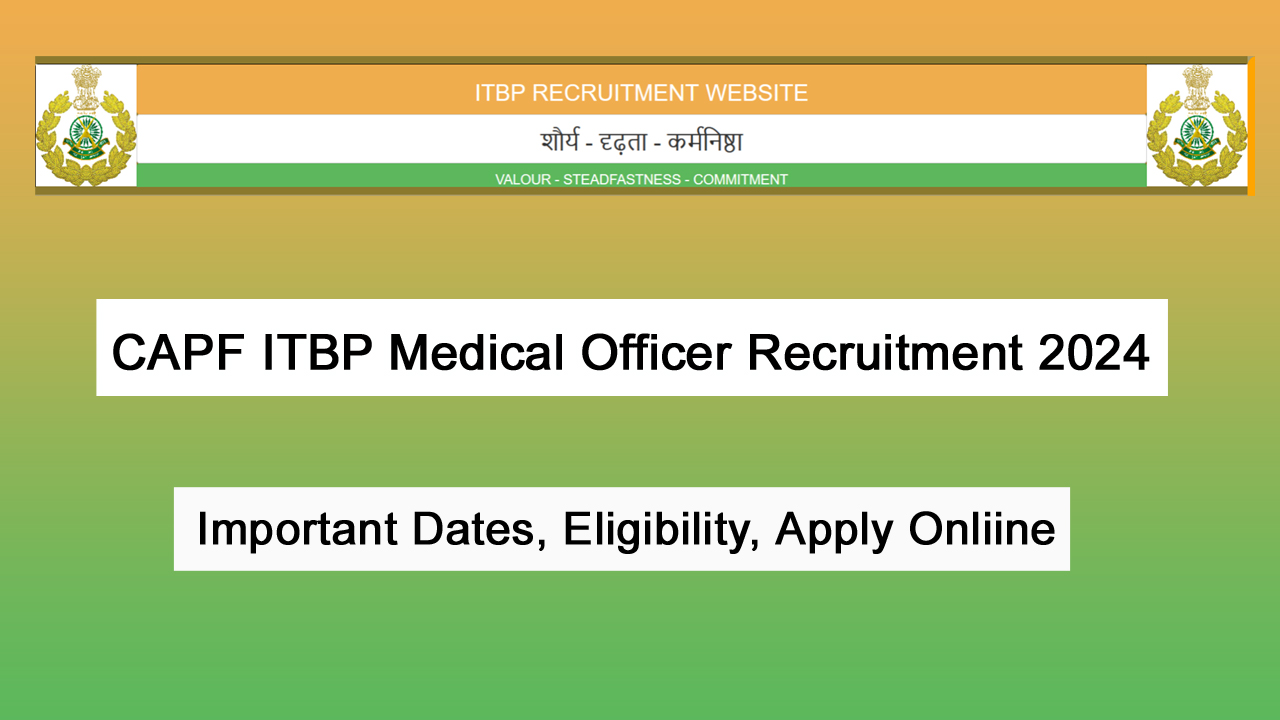 CAPF Medical Officer Recruitment 2024