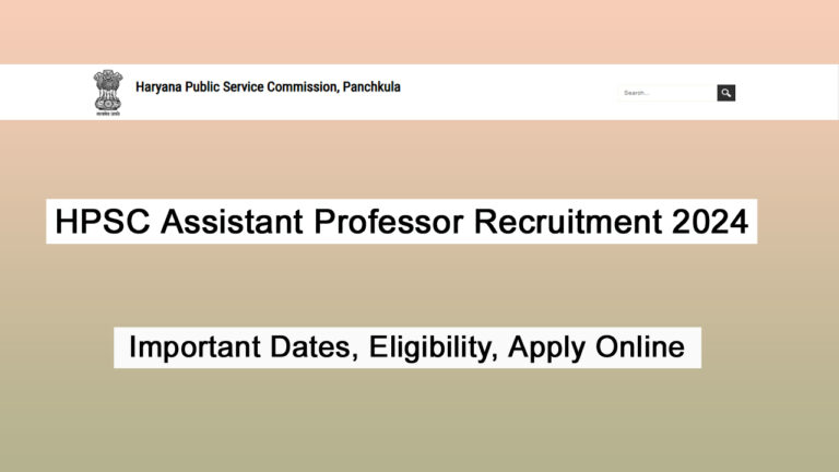 HPSC Assistant Professor Recruitment 2024