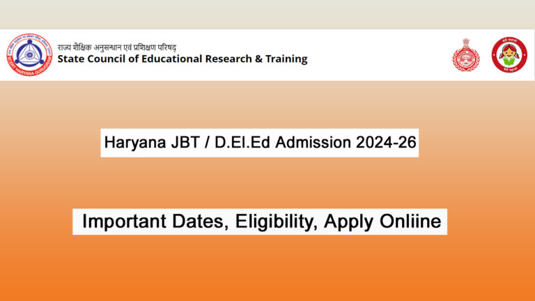 Haryana JBT Course Admission 2024-26