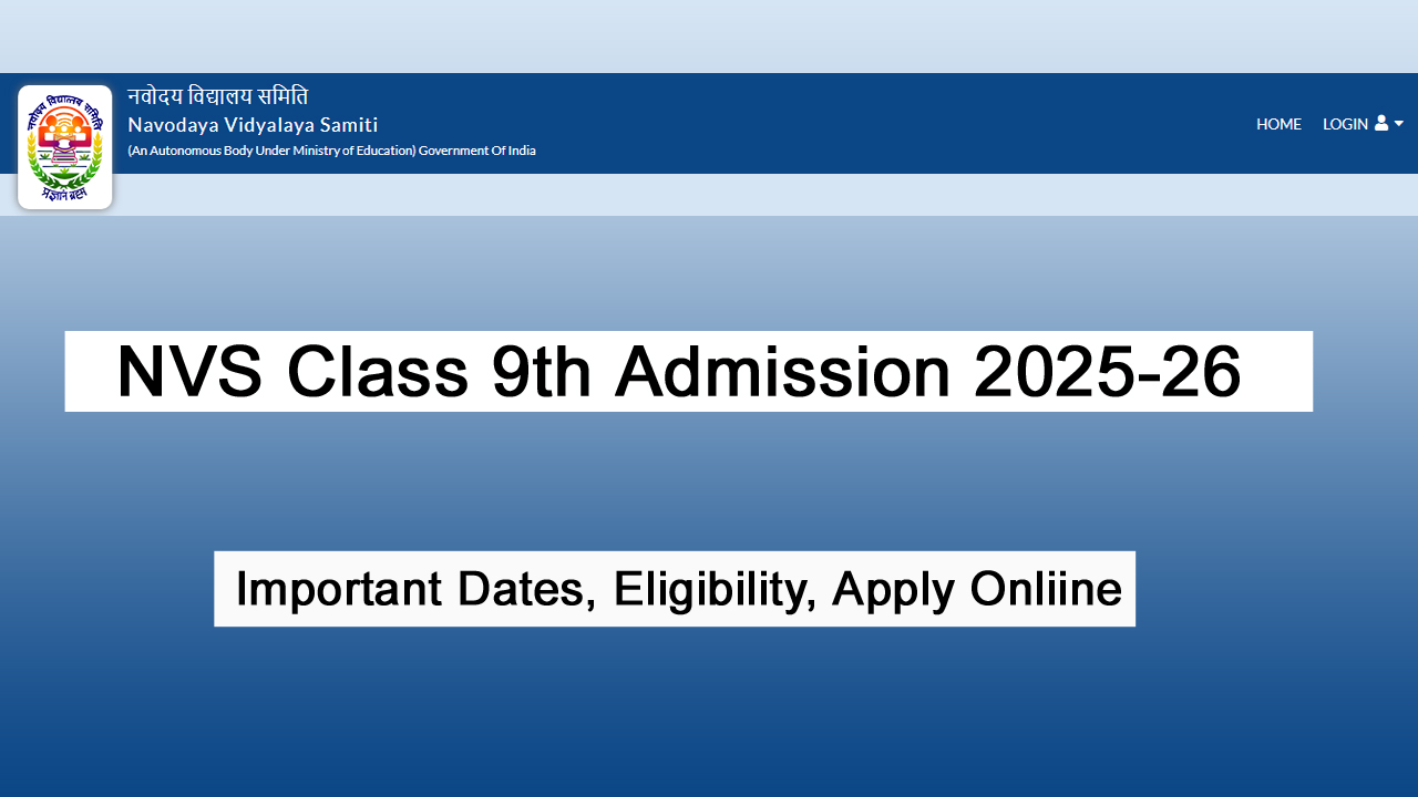 NVS Class 9th Admission 2025-26