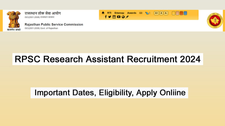RPSC Research Assistant Recruitment 2024