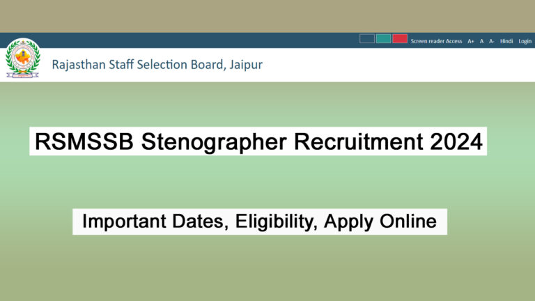 RSMSSB Stenographer Recruitment 2024