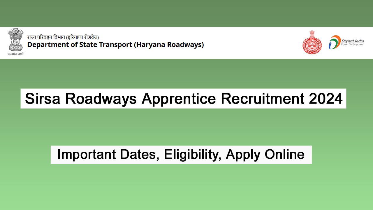 Sirsa Roadways Apprentice Recruitment 2024