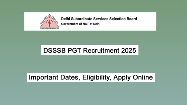 DSSSB PGT Recruitment 2025