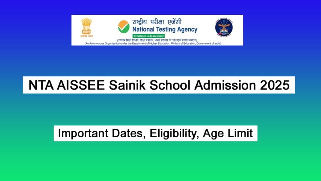 NTA AISSEE Sainik School Admission 2025 Exam Admit Card For 6th and