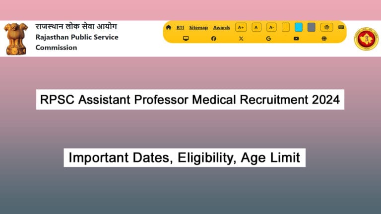 RPSC Assistant Professor Medical Recruitment 2024