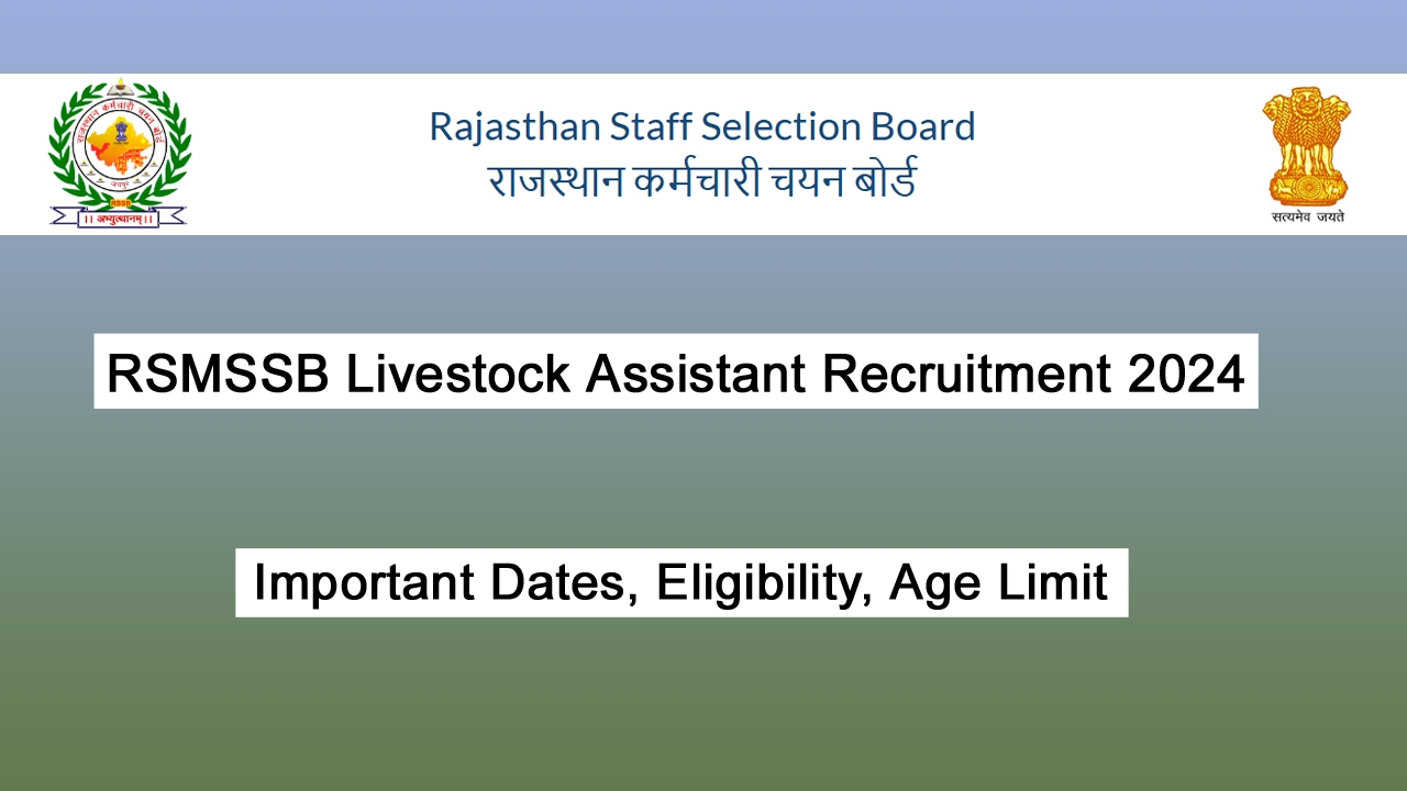 RSMSSB Livestock Assistant Recruitment 2024