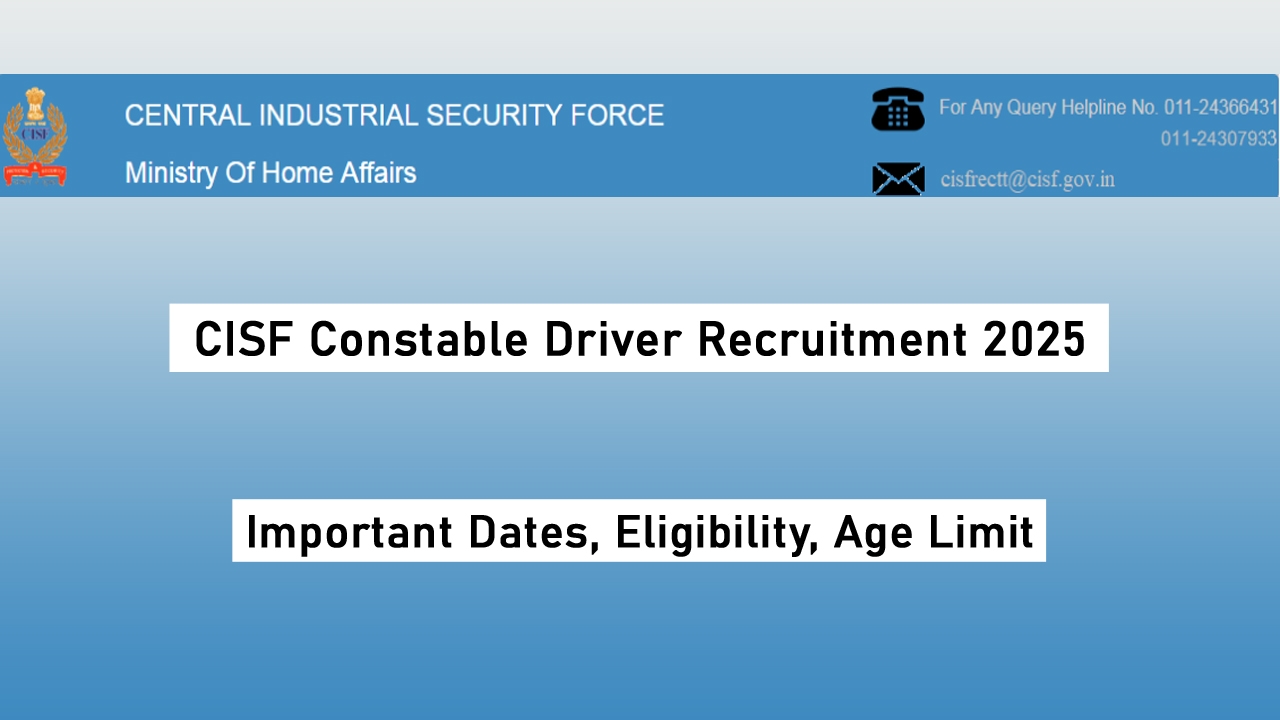 CISF Constable Driver Recruitment 2025