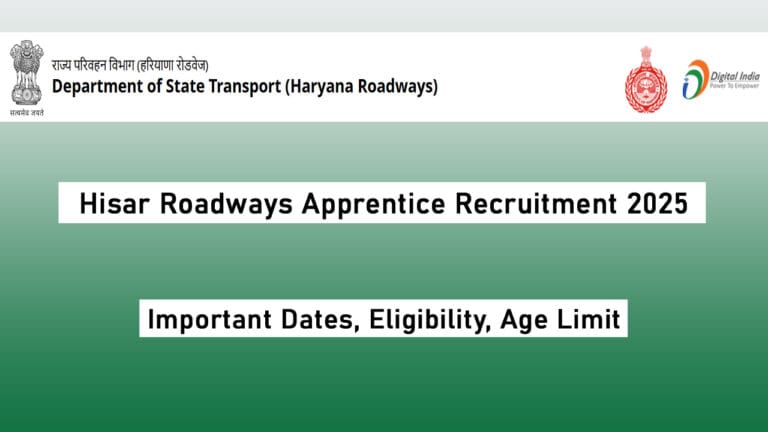 Hisar Roadways Apprentice Recruitment 2025