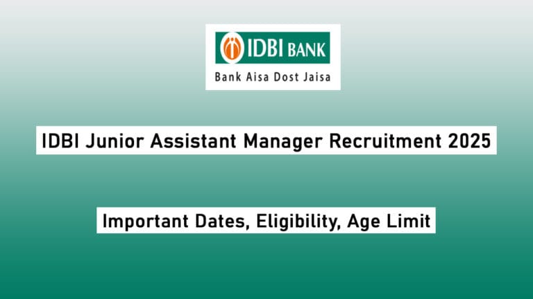 IDBI Junior Assistant Manager Recruitment 2025