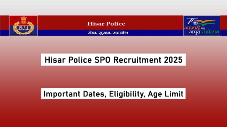 Hisar Police SPO Recruitment 2025