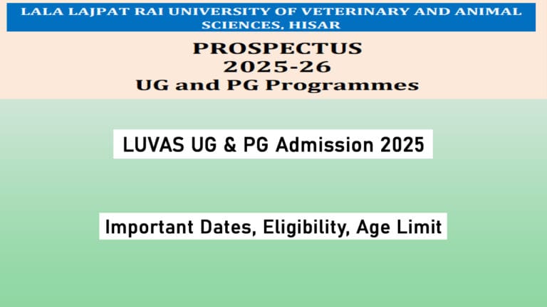 LUVAS UG and PG Admission 2025