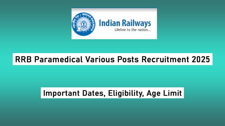 RRB Paramedical Various Posts Recruitment 2025