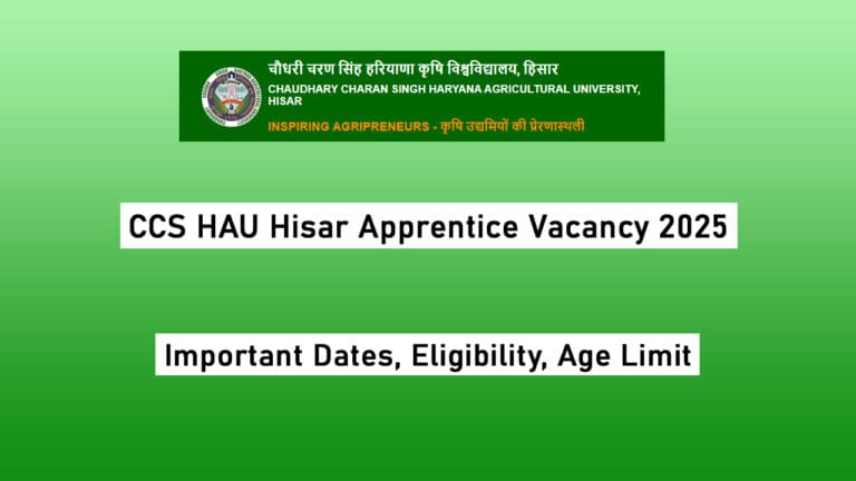 CCS HAU Hisar Apprentice Vacancy 2025
