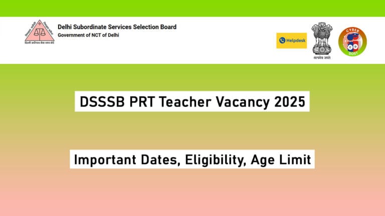 DSSSB PRT Teacher Vacancy 2025