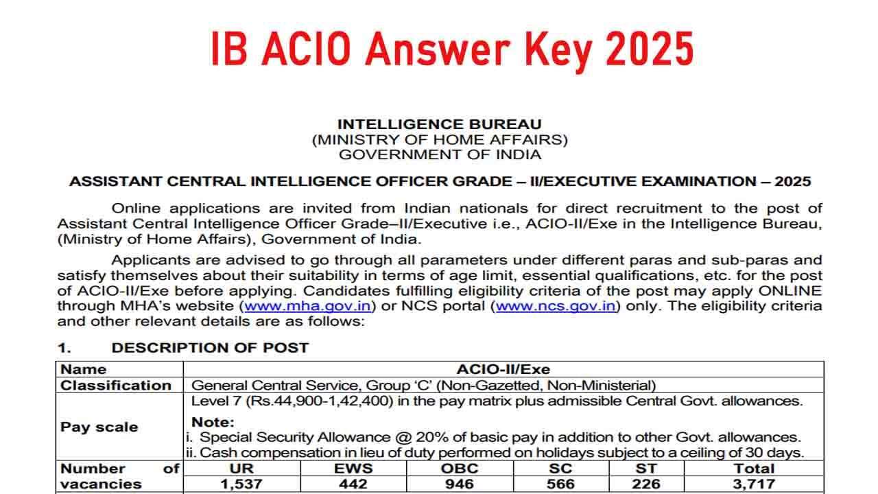 IB ACIO Answer Key 2025