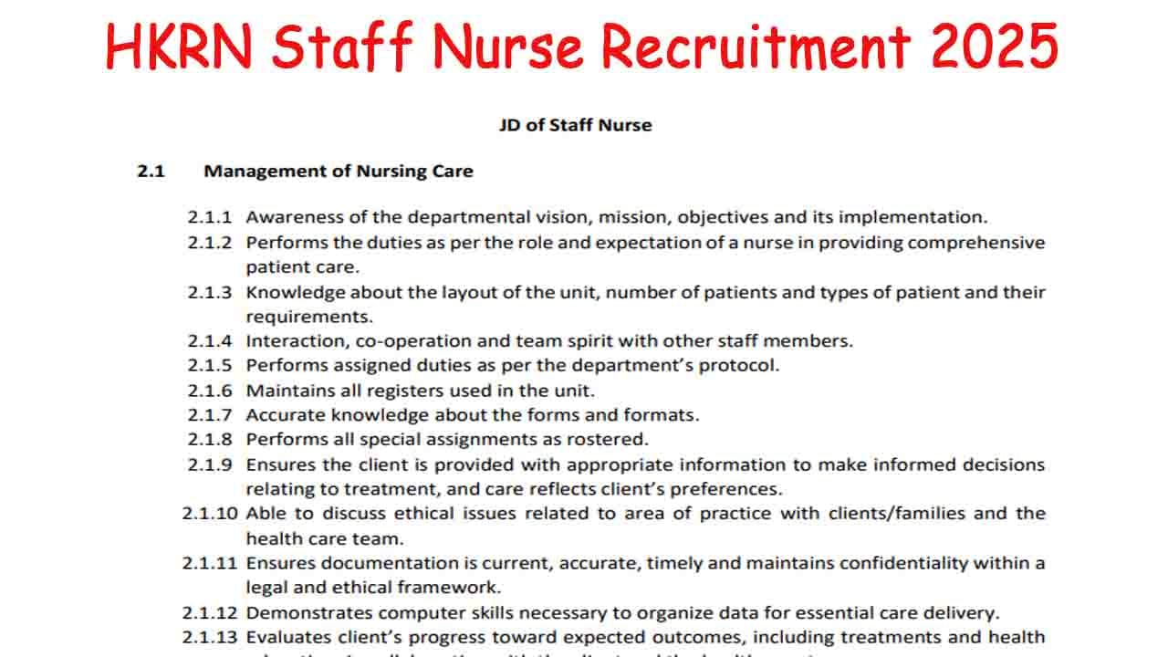 HKRN Staff Nurse Recruitment 2025