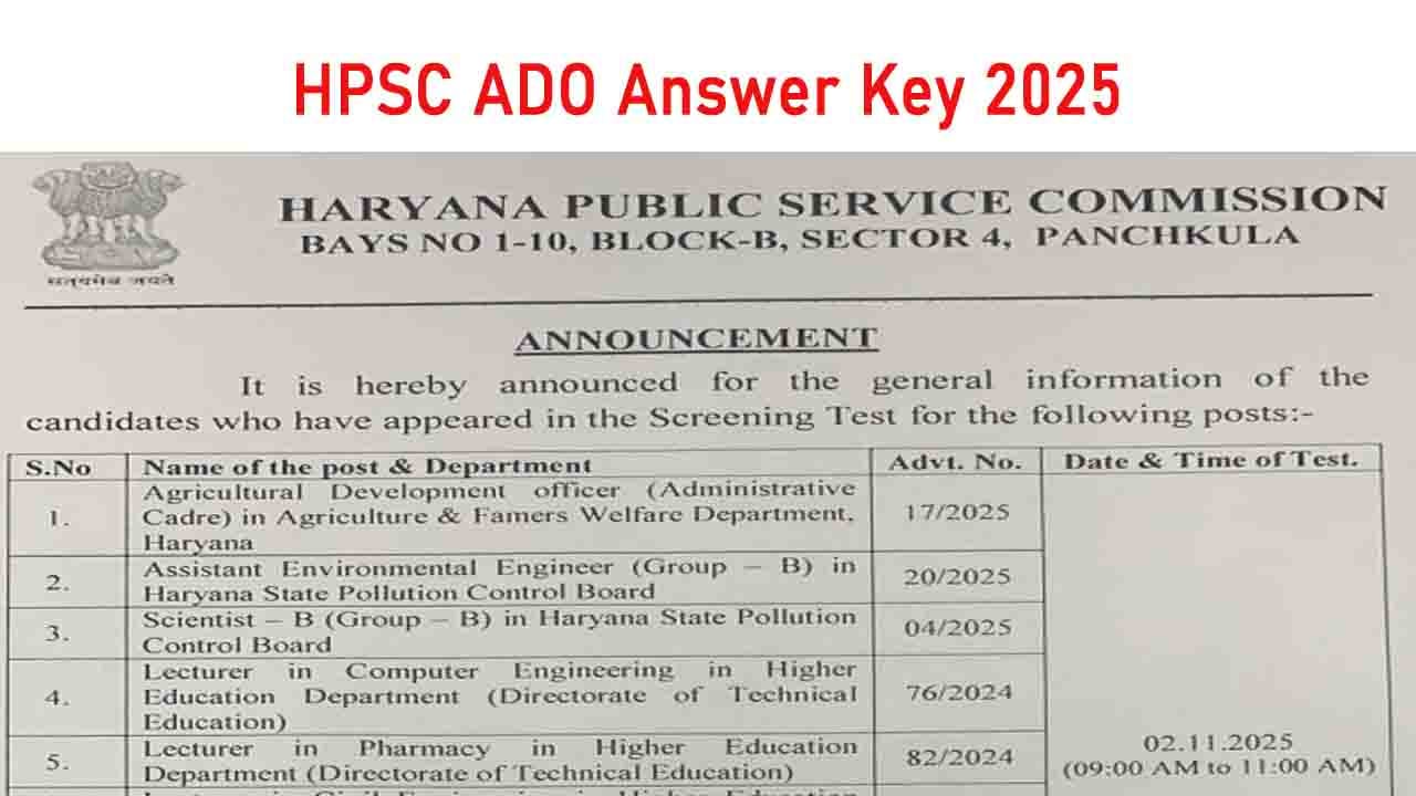HPSC ADO Answer Key 2025
