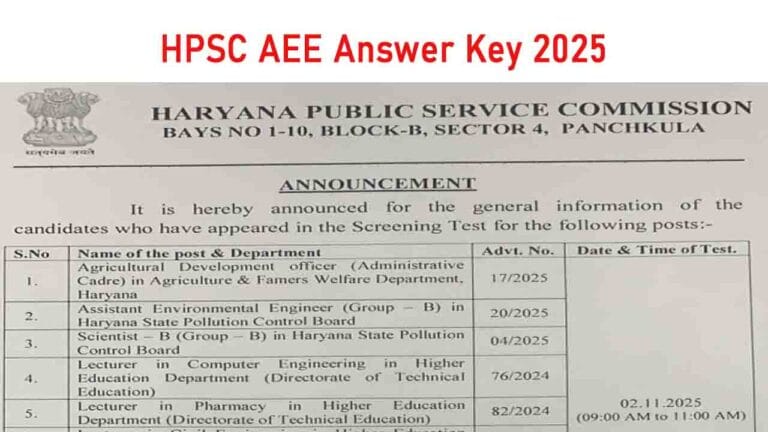HPSC AEE Answer Key 2025