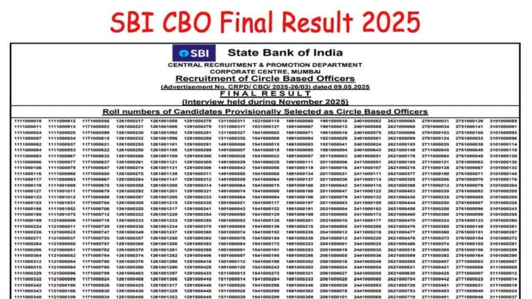 SBI CBO Final Result 2025