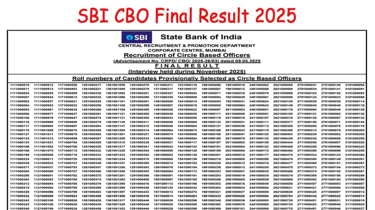 SBI CBO Final Result 2025