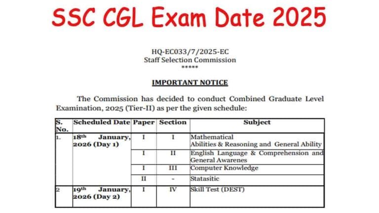 SSC CGL Exam Date 2025