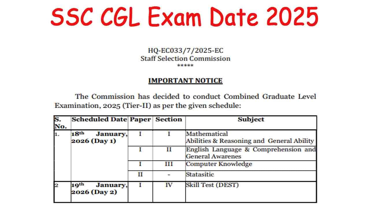 SSC CGL Exam Date 2025
