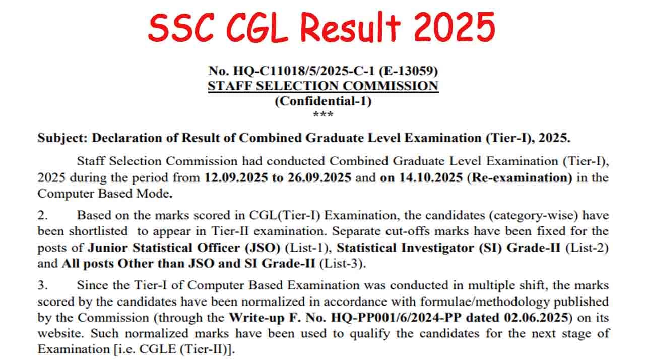 SSC CGL Result 2025