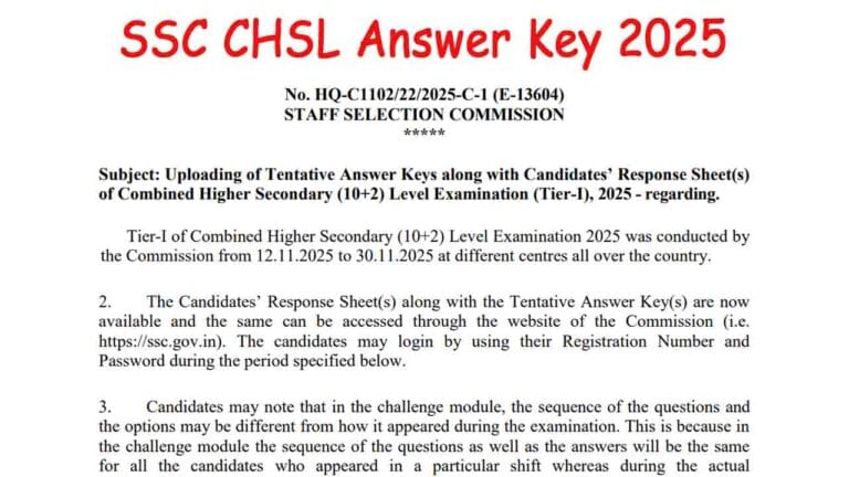 SSC CHSL Answer Key 2025