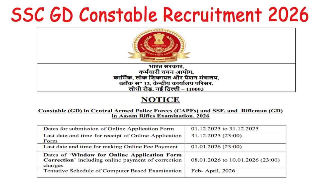 SSC GD Constable Recruitment 2026