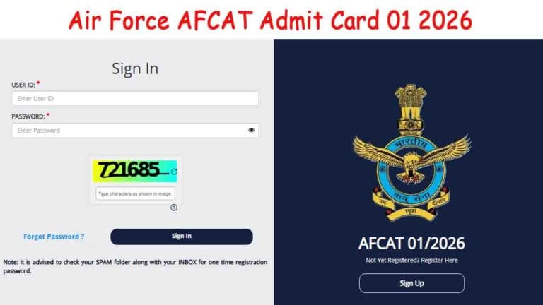 Air Force AFCAT Admit Card 01 2026