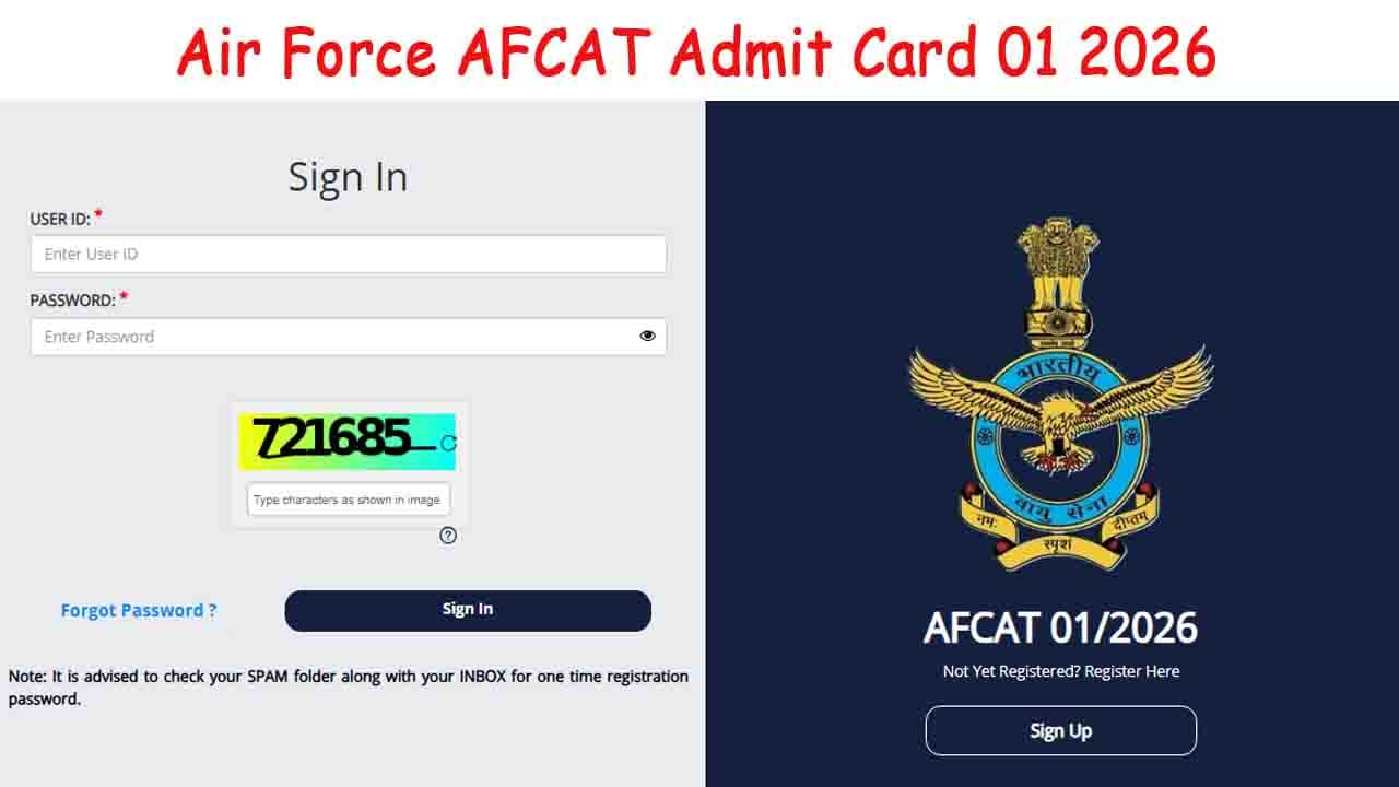 Air Force AFCAT Admit Card 01 2026