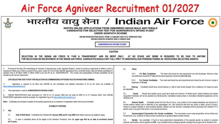 Air Force Agniveer Recruitment 01/2027