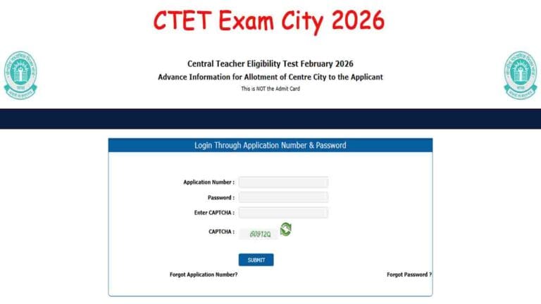 CTET Exam City 2026 out