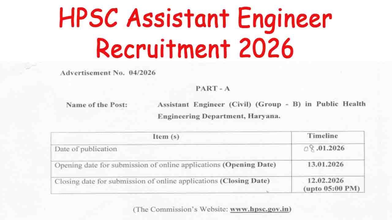 HPSC Assistant Engineer Recruitment 2026