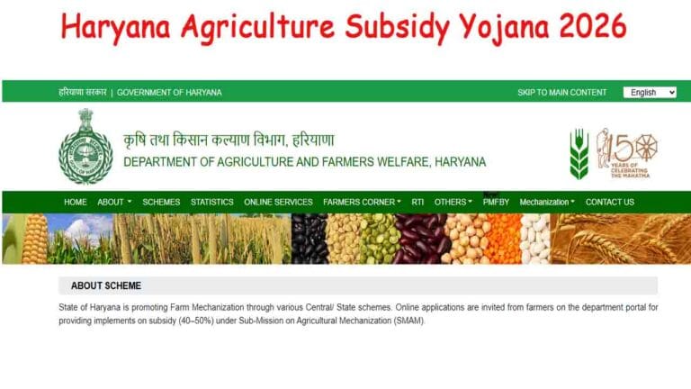 Haryana Agriculture Subsidy Yojana 2026
