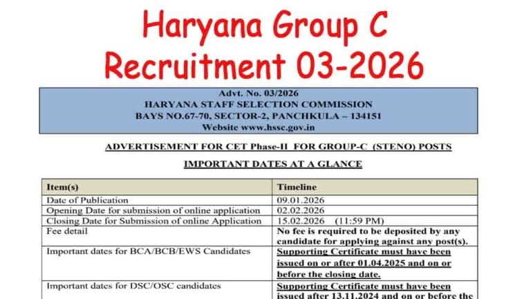 Haryana Group C Recruitment 03 2026