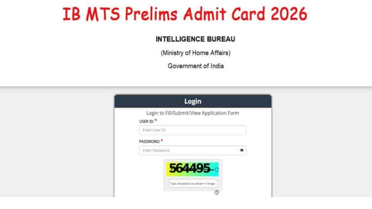 IB MTS Prelims Admit Card 2026