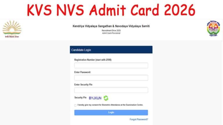 KVS NVS Admit Card 2026