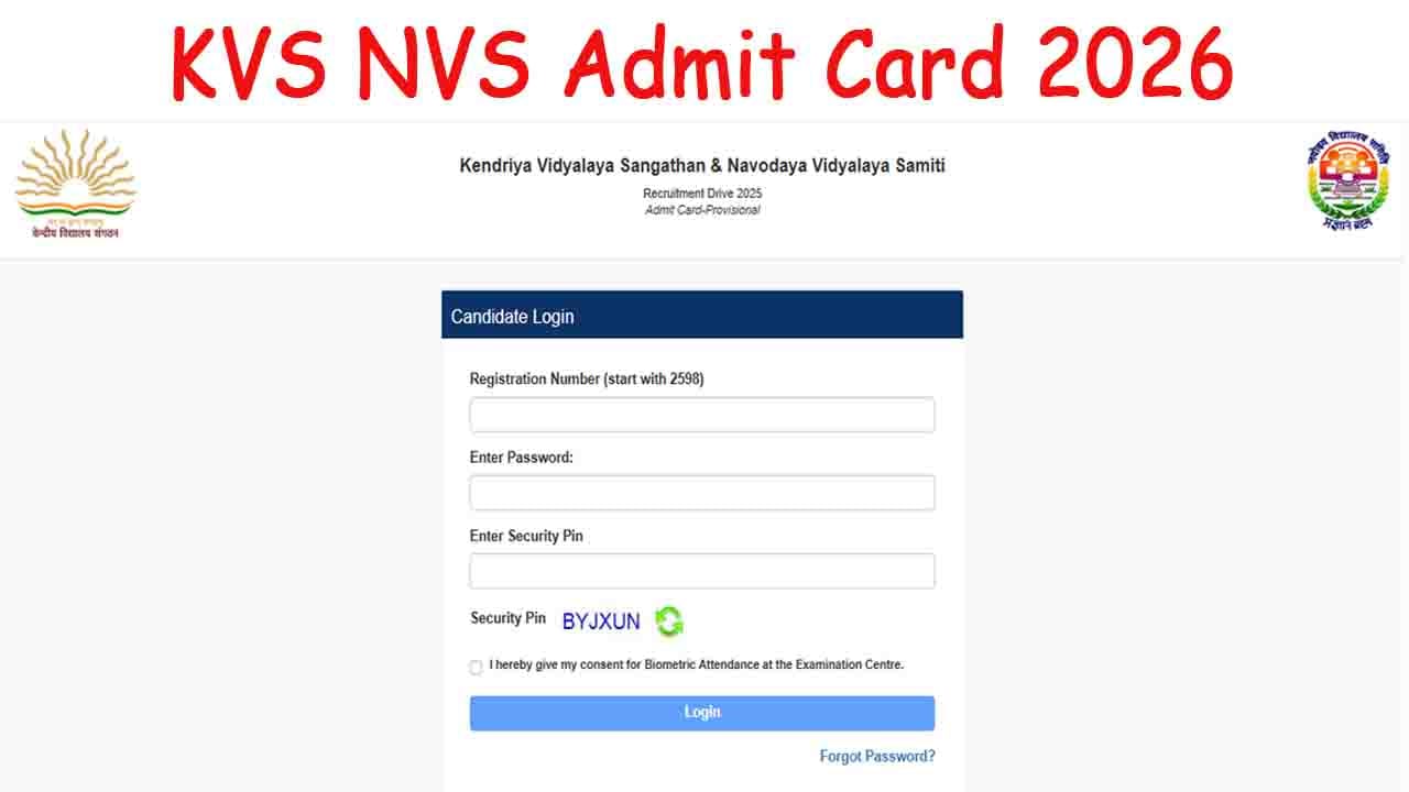KVS NVS Admit Card 2026