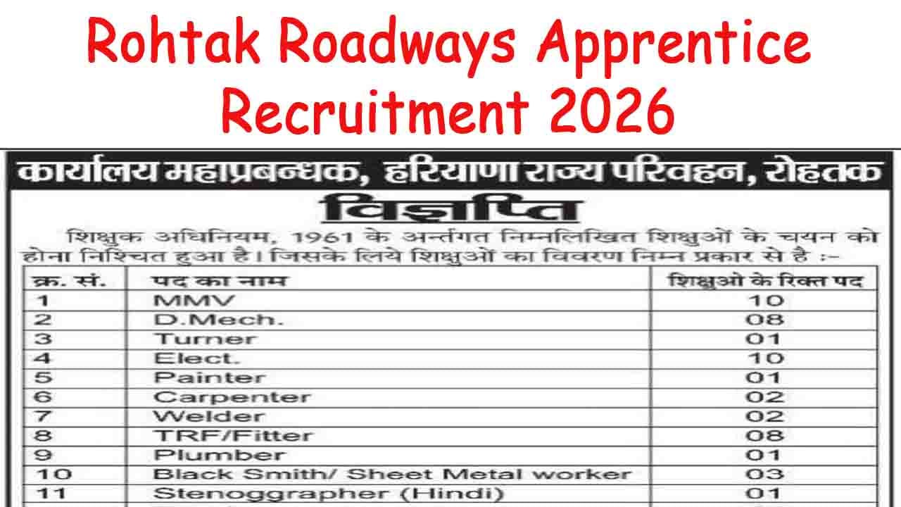 Rohtak Roadways Apprentice Recruitment 2026