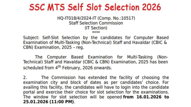 SSC MTS Self Slot Selection 2026