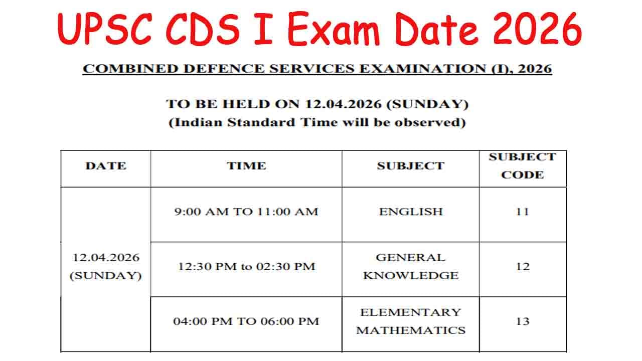 UPSC CDS I Exam Date 2026