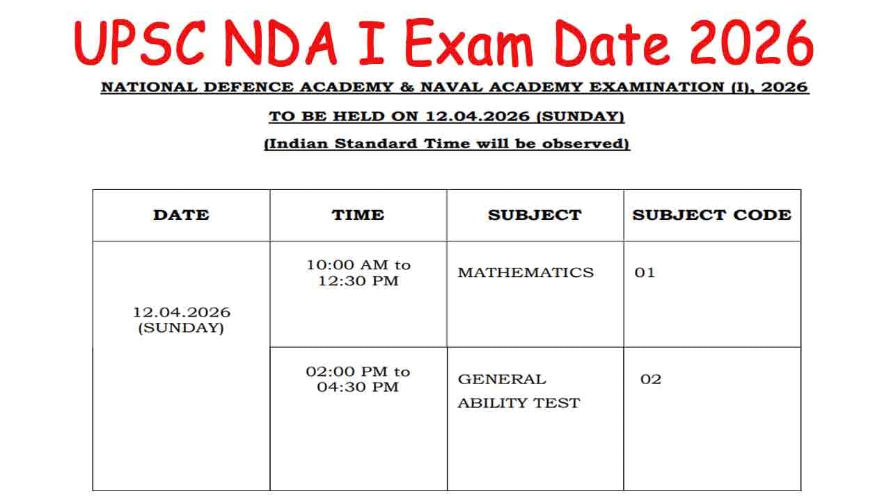UPSC NDA I Exam Date 2026