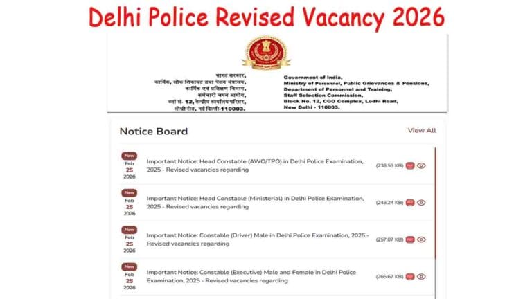 Delhi Police Revised Vacancy 2026