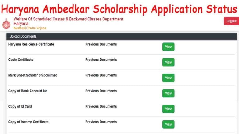 Haryana Ambedkar Scholarship Application Status