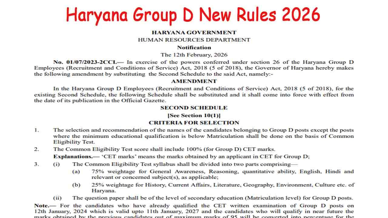 Haryana Group D New Rules 2026
