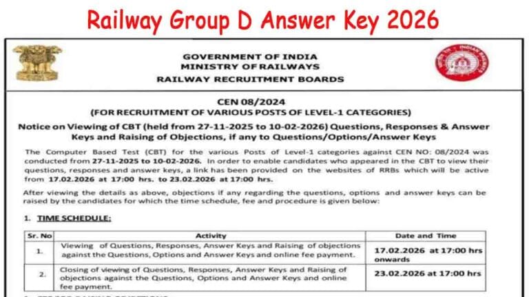 Railway Group D Answer Key 2026