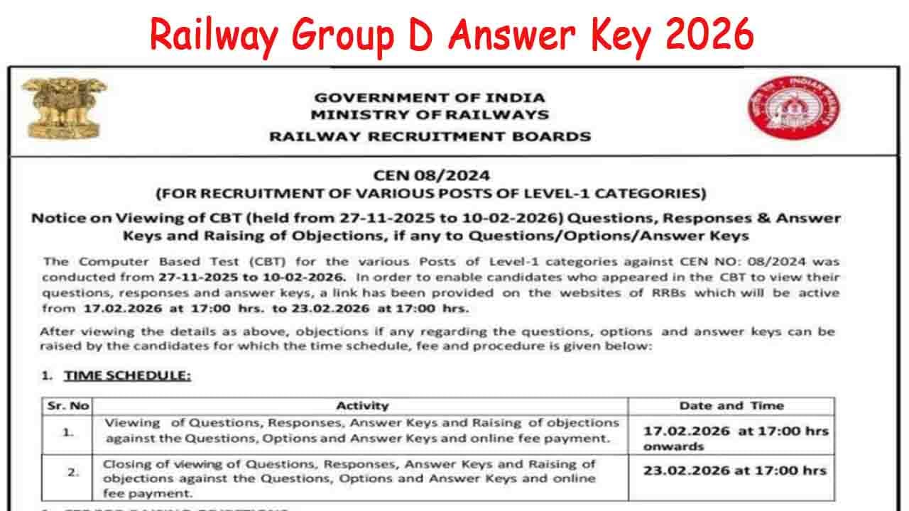Railway Group D Answer Key 2026