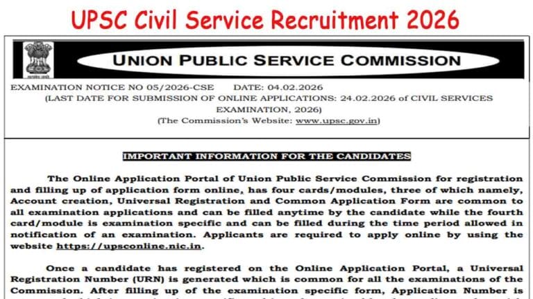 UPSC Civil Service Recruitment 2026